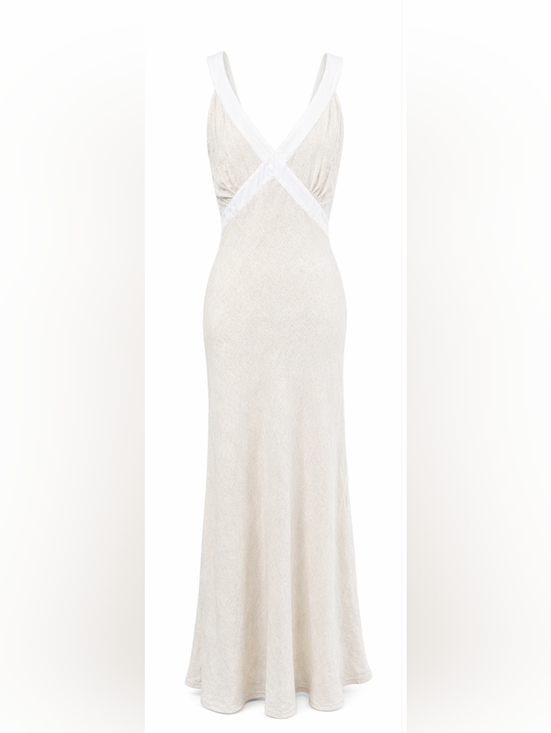 Monteau Los Angeles Dresses & Skirts - Linen Blend Maxi Dress Sleeveless Cross Back Vacation Beach Resort Size L